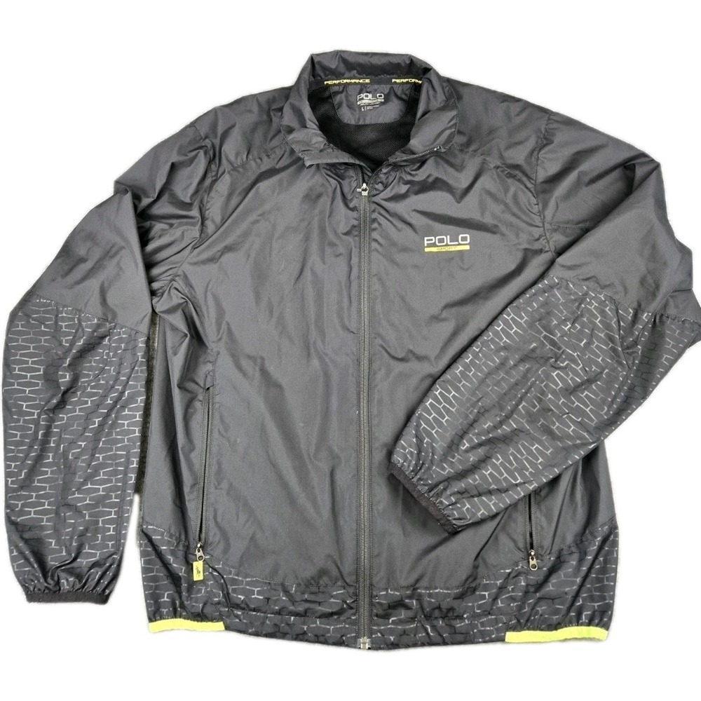 Polo Sport Ralph Lauren Windbreaker Jacket Men's Large Black/Yellow Cycling